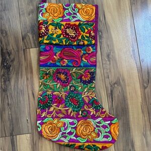 Cost Plus World Market Colorful Embroidered Holiday Stocking